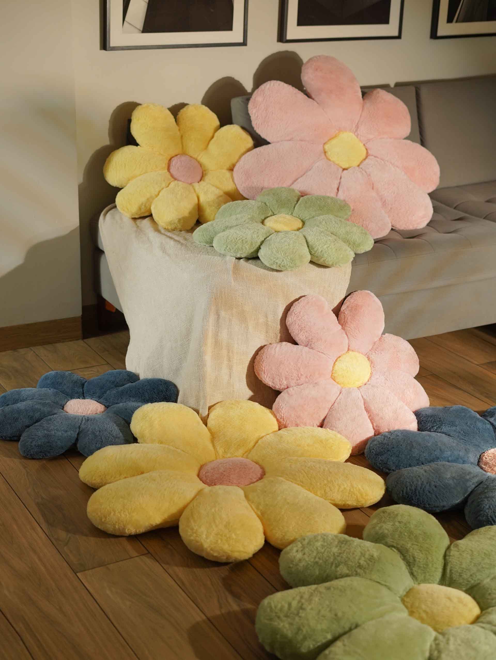 Bloom in Room Flowery Comfy Cushies - Cute Chair Cushion Soft Floor Mat Colorful Living Rooms Decor