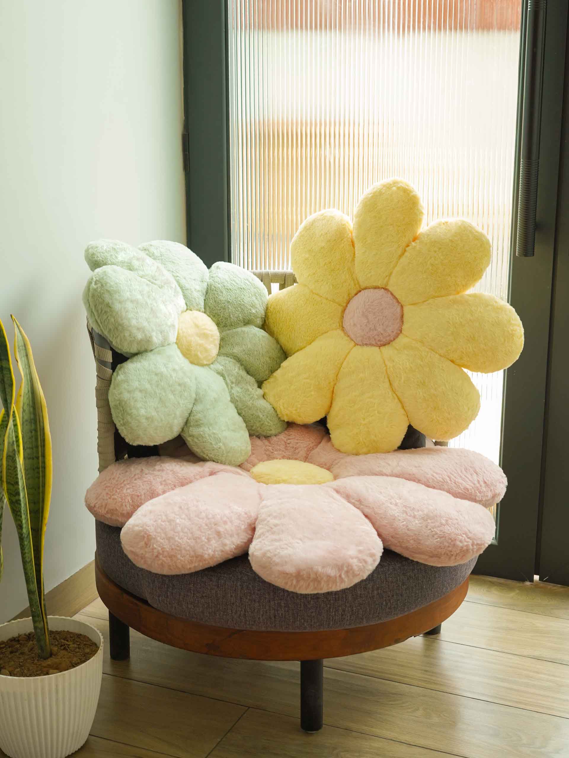 Bloom in Room Flowery Comfy Cushies - Cute Chair Cushion Soft Floor Mat Colorful Living Rooms Decor