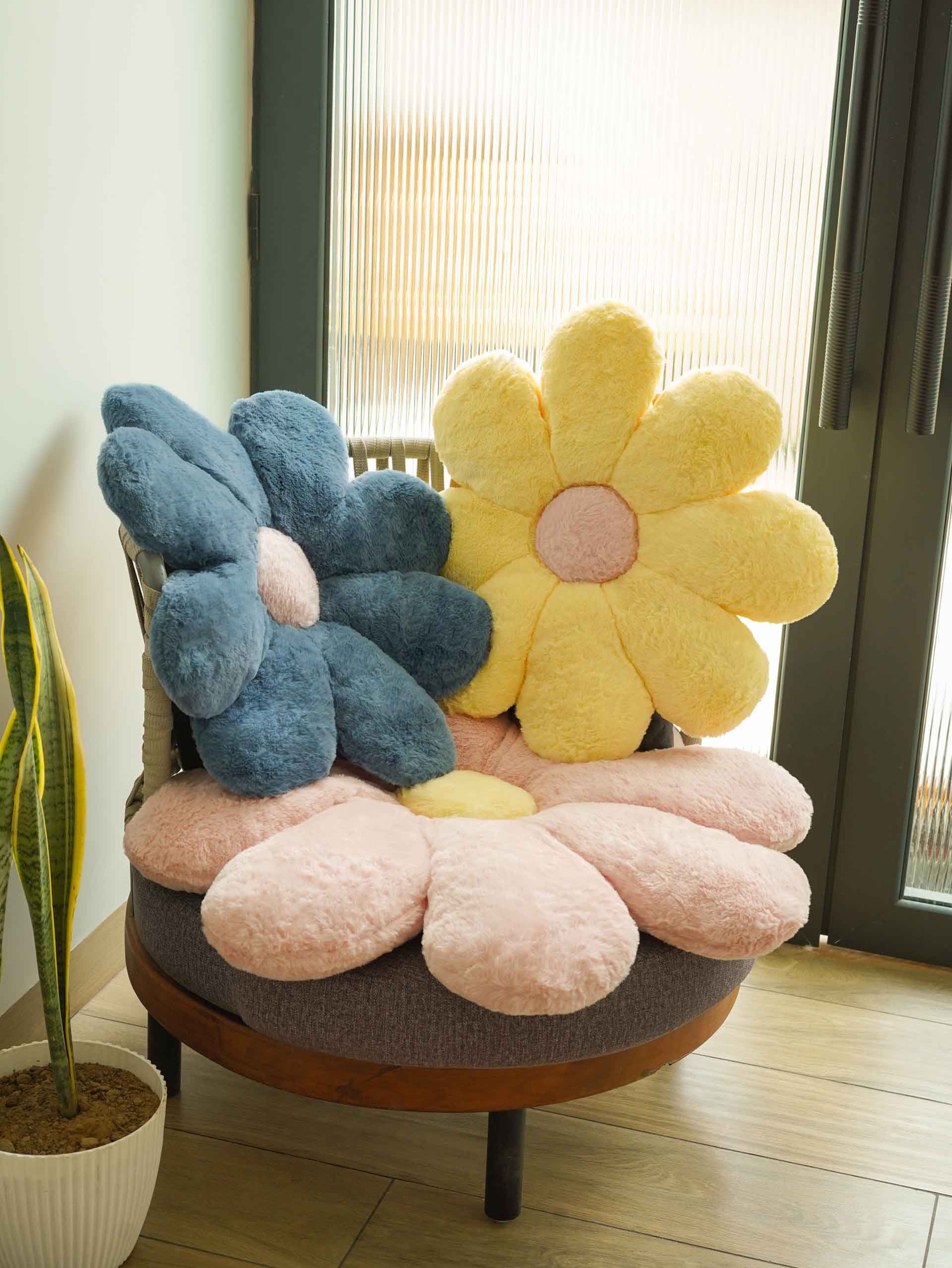 Bloom in Room Flowery Comfy Cushies - Cute Chair Cushion Soft Floor Mat Colorful Living Rooms Decor