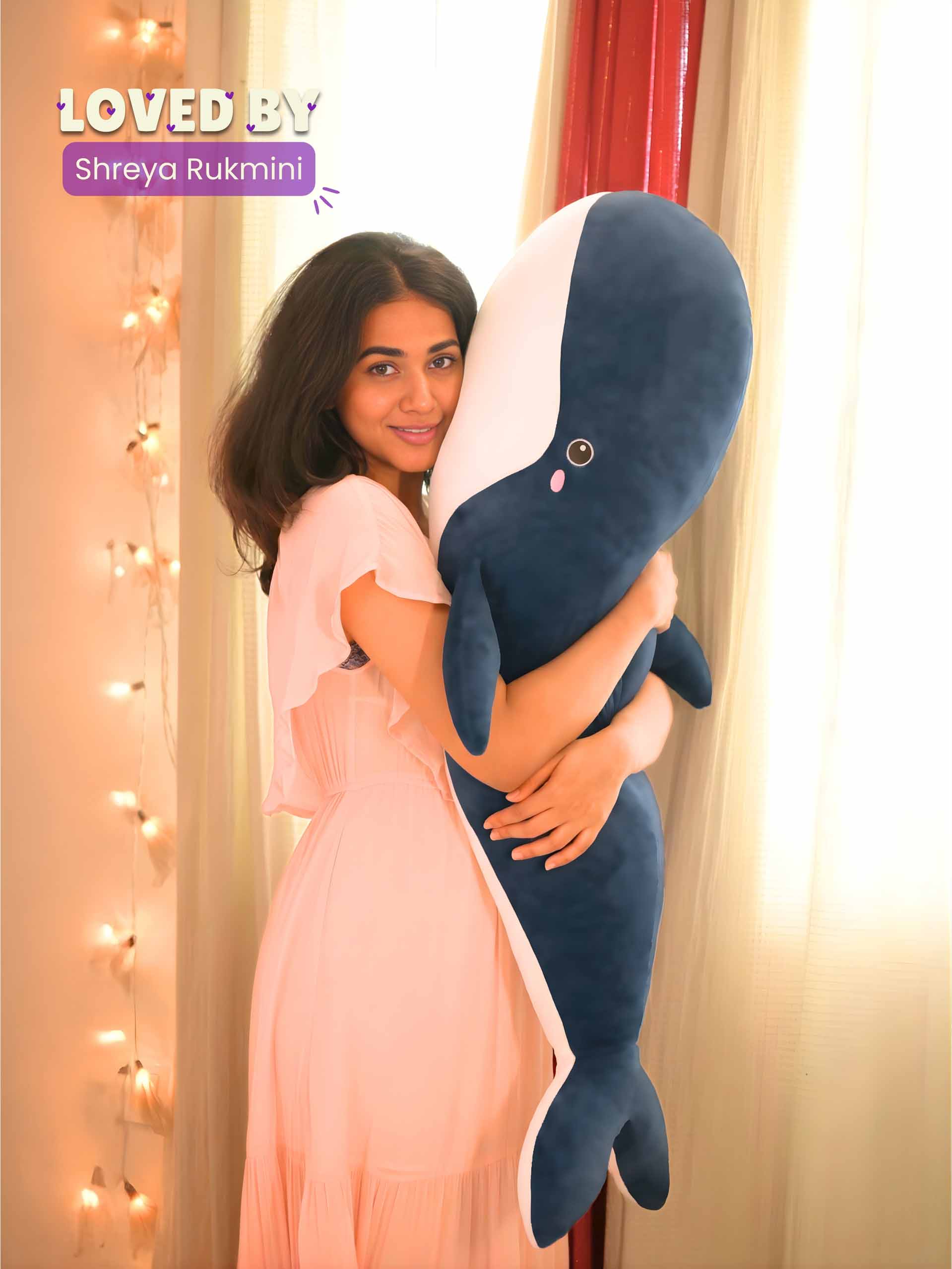 Joyful Jumbo Blue Whale Cuddle Pillow - Cute Nap Cushion Bedroom Home Decor Main image
