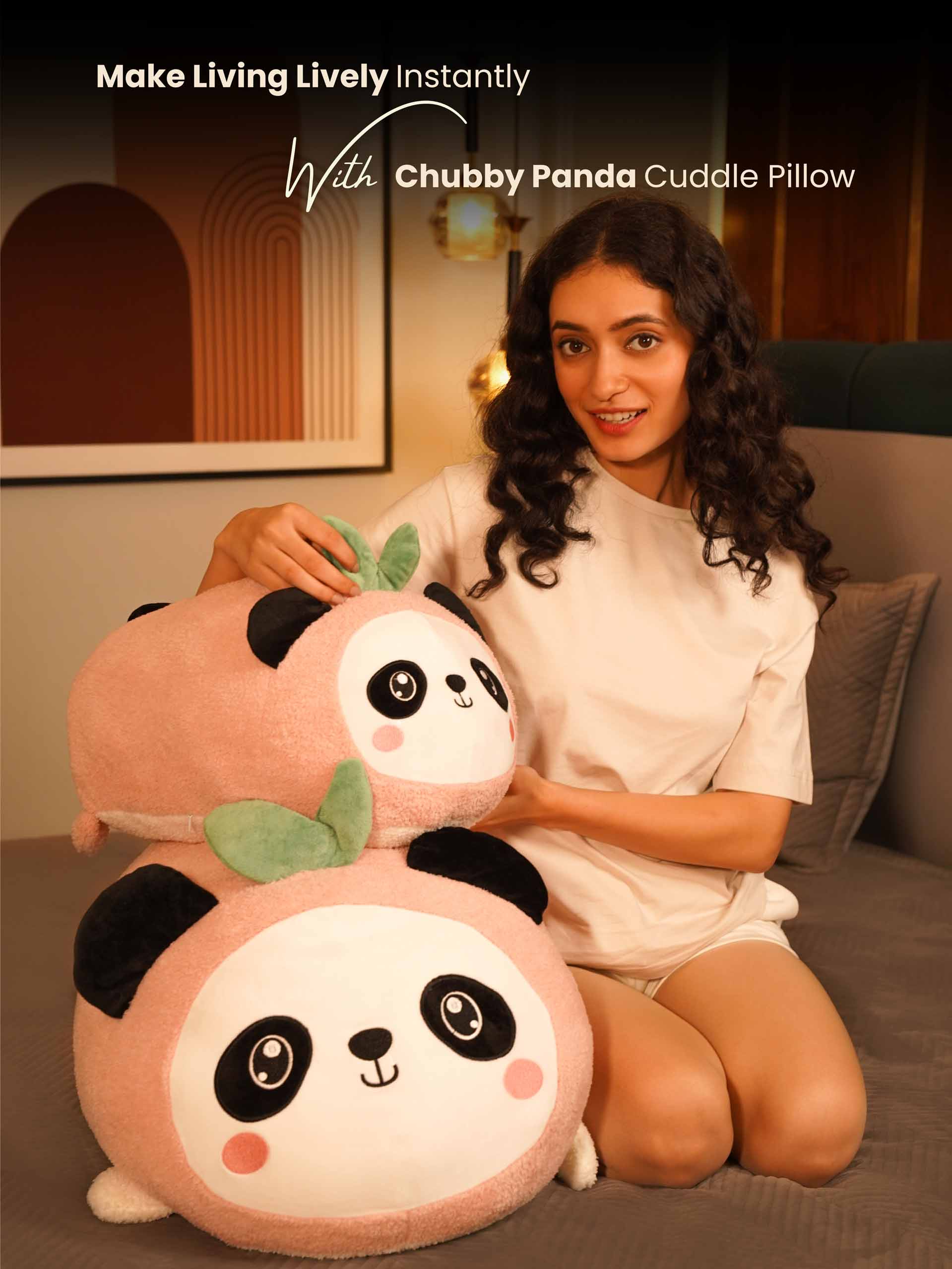 Chubby & Peachy Panda Cuddle Pillow - Cute & Soft Sleeping Pillow Room Decor