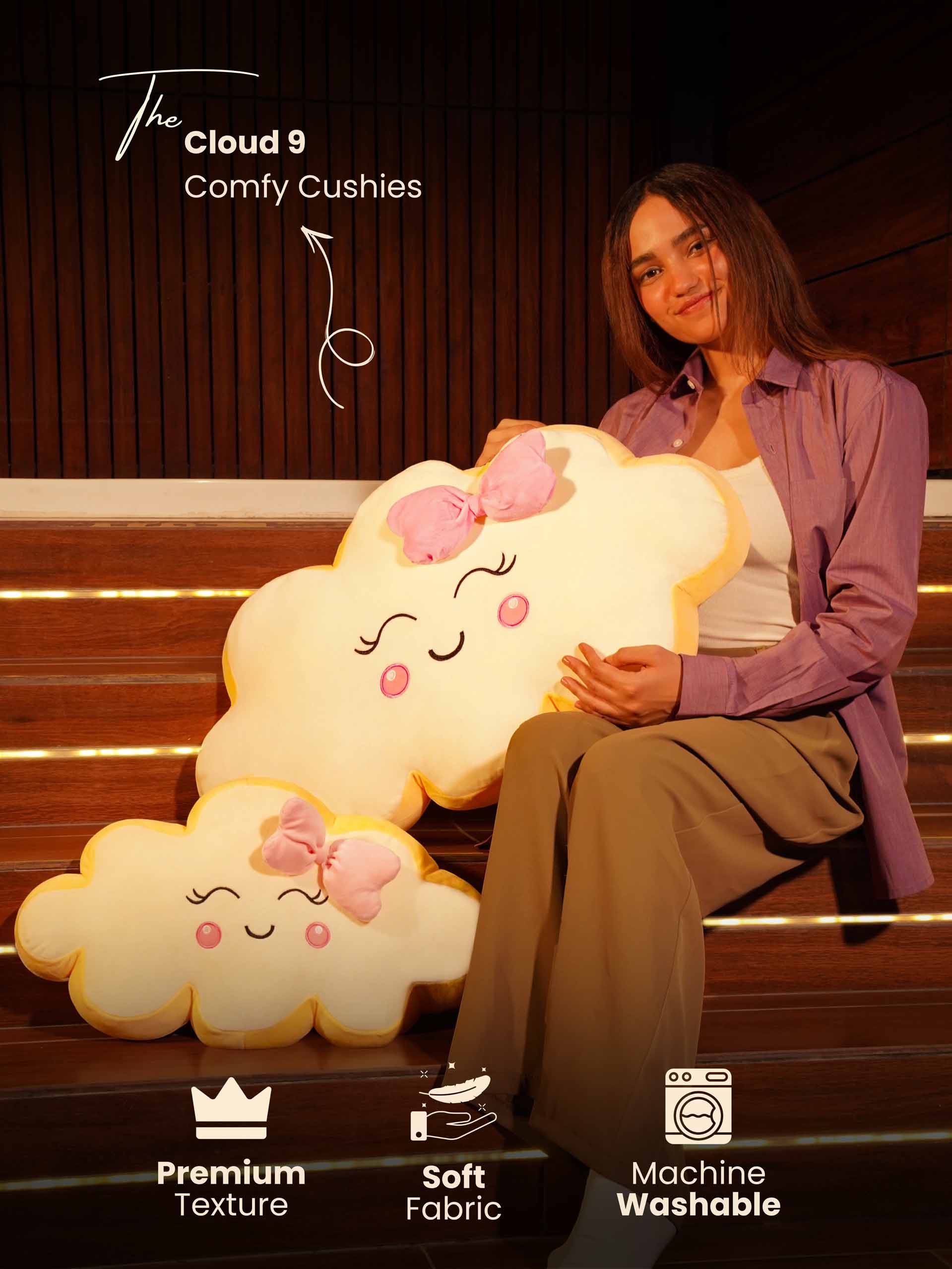 Always on Cloud 9 Comfy Cushies - Cute Soft Back Cushion for House Party