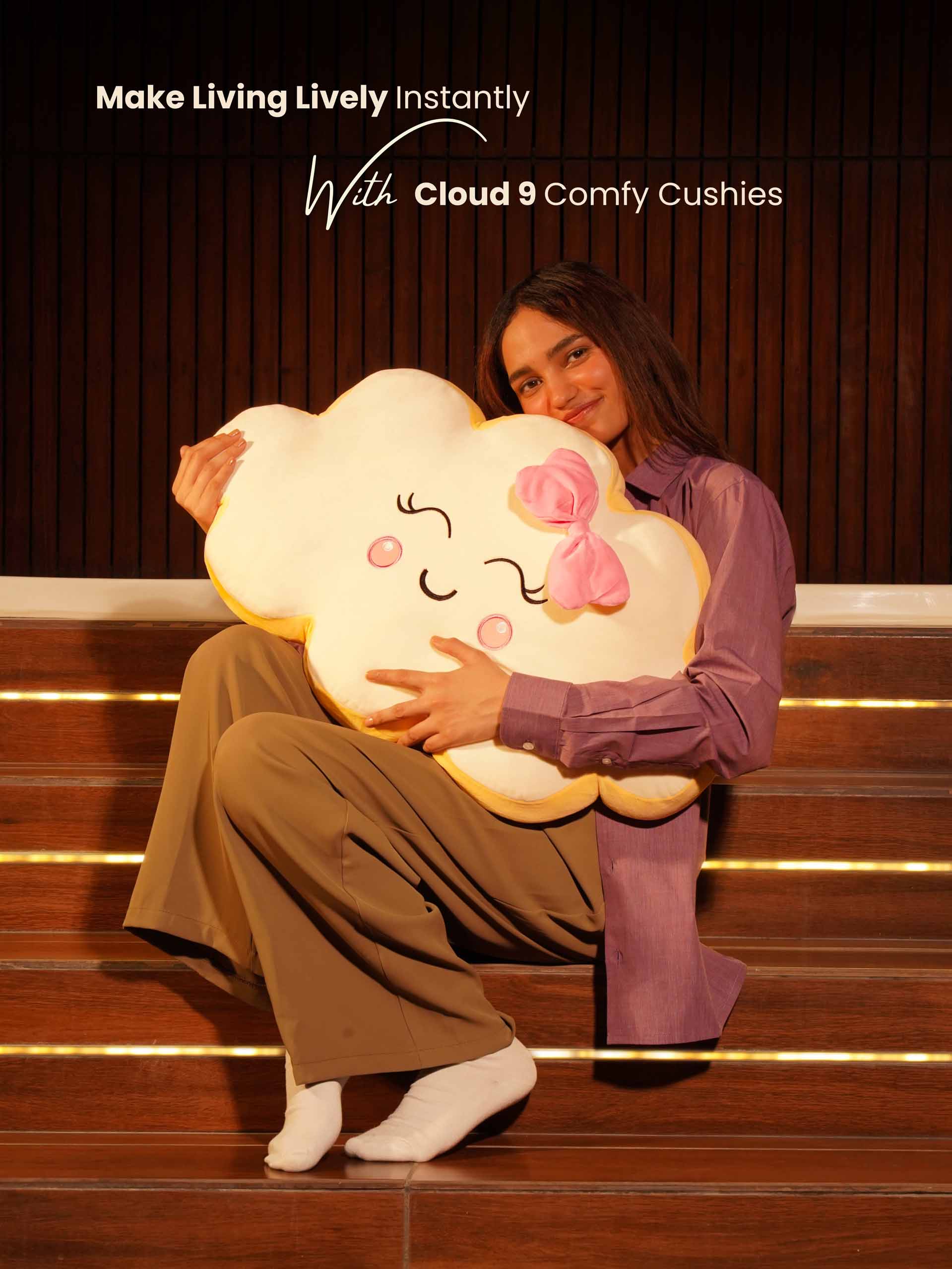 Always on Cloud 9 Comfy Cushies - Cute Soft Back Cushion for House Party