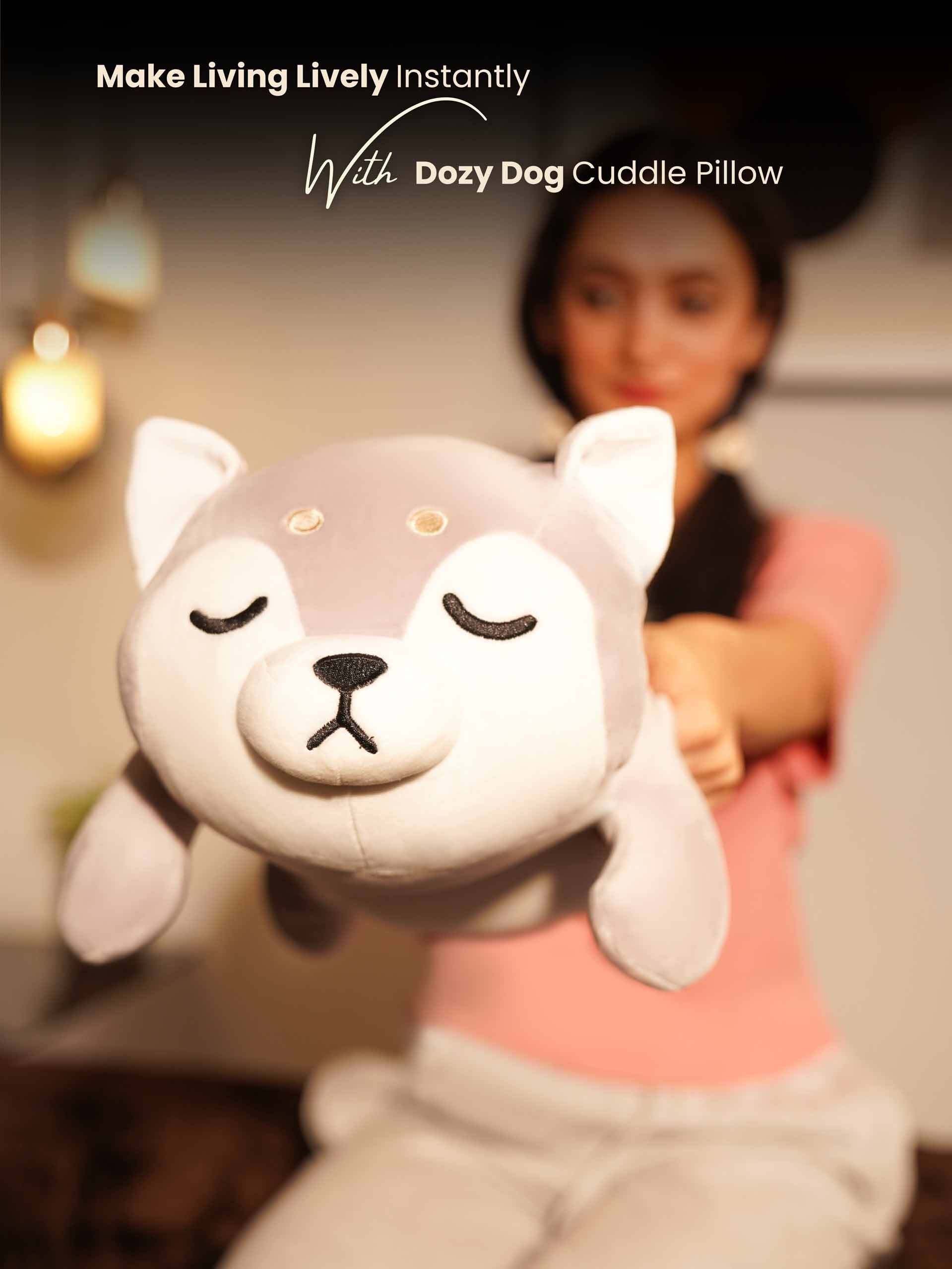 Dozy Dog Cuddle Pillow - Cute Home Decor Sofa Cushion