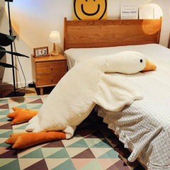 Giant Gullible Goose Cuddle Pillow - Cute White Duck Unique Living Room Decor Cushion