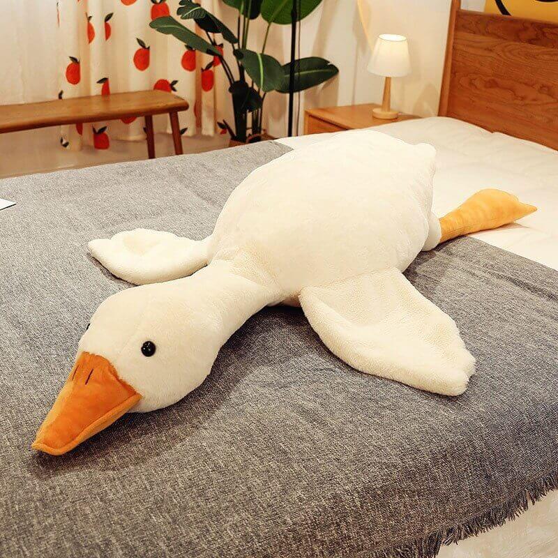 Giant Gullible Goose Cuddle Pillow - Cute White Duck Unique Living Room Decor Cushion