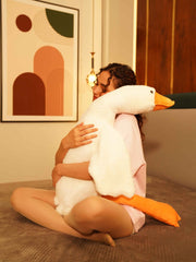 Giant Gullible Goose Cuddle Pillow - Cute White Duck Unique Living Room Decor Cushion