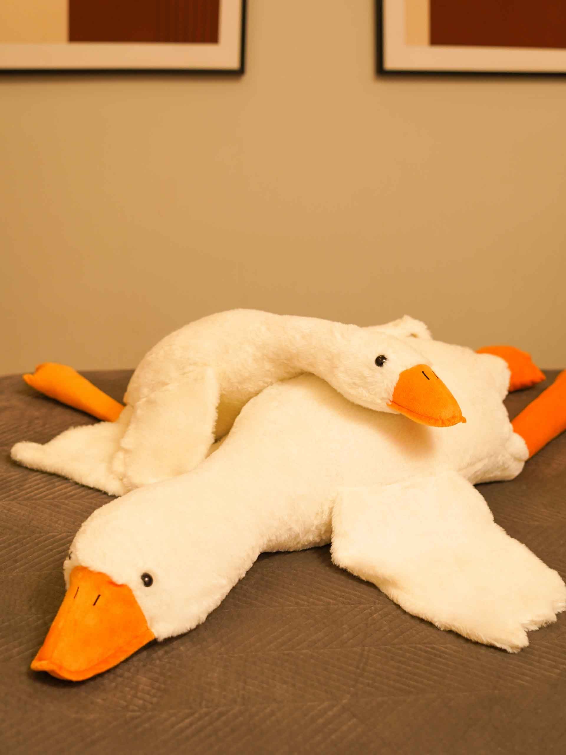 Giant Gullible Goose Cuddle Pillow Cute White Duck Unique Living