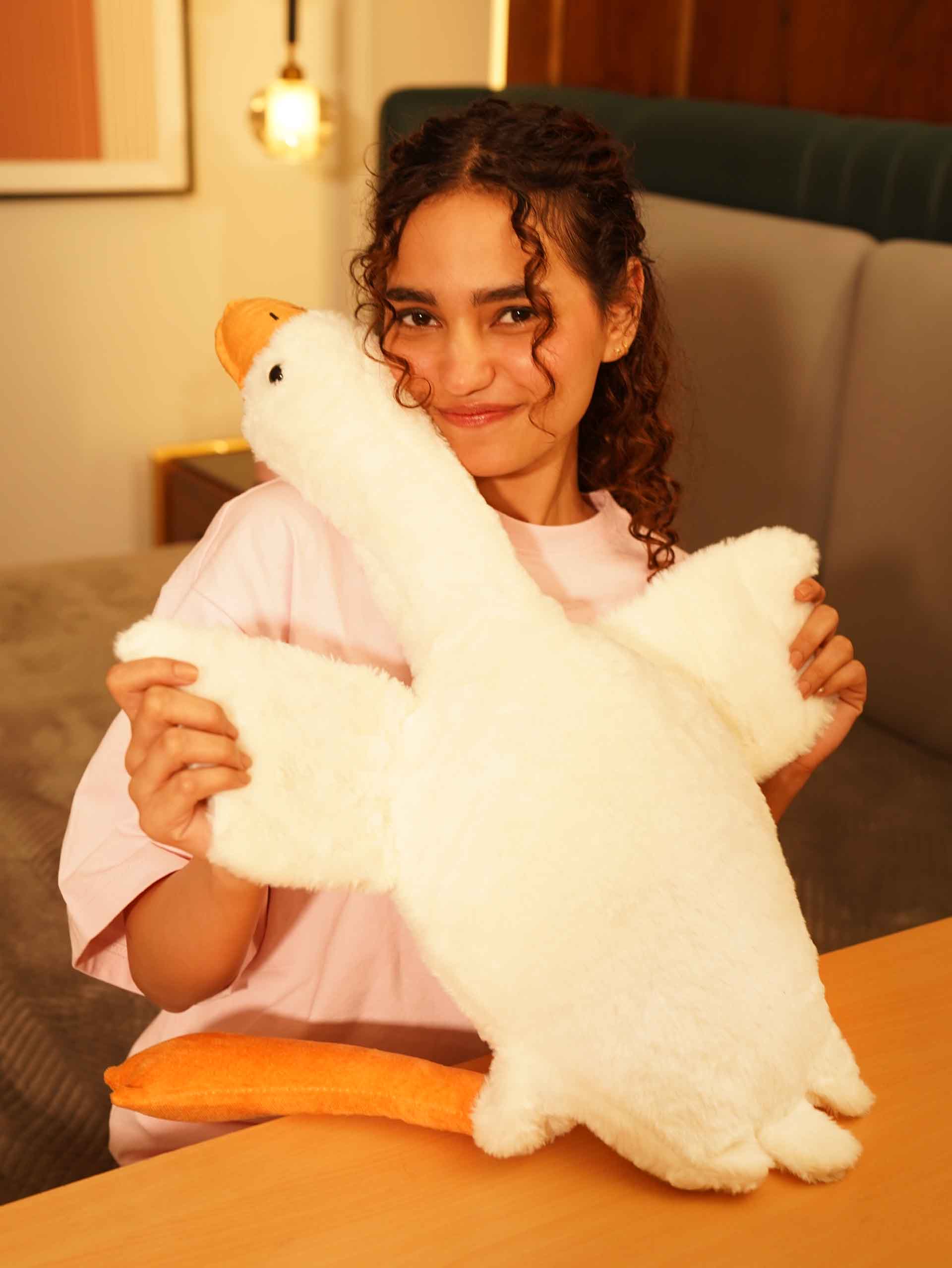 Giant Gullible Goose Cuddle Pillow - Cute White Duck Unique Living Room Decor Cushion