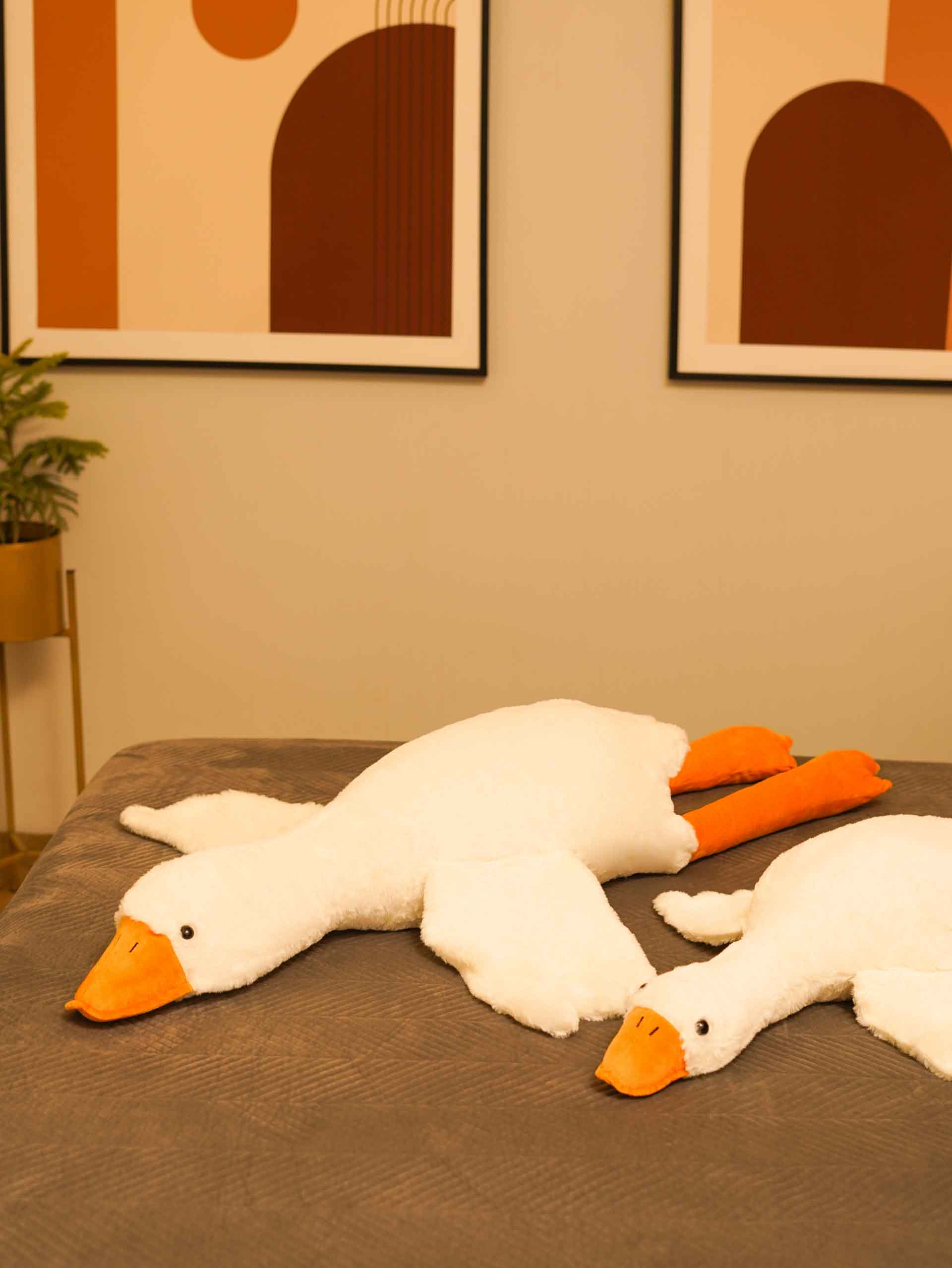 Giant Gullible Goose Cuddle Pillow - Cute White Duck Unique Living Room Decor Cushion