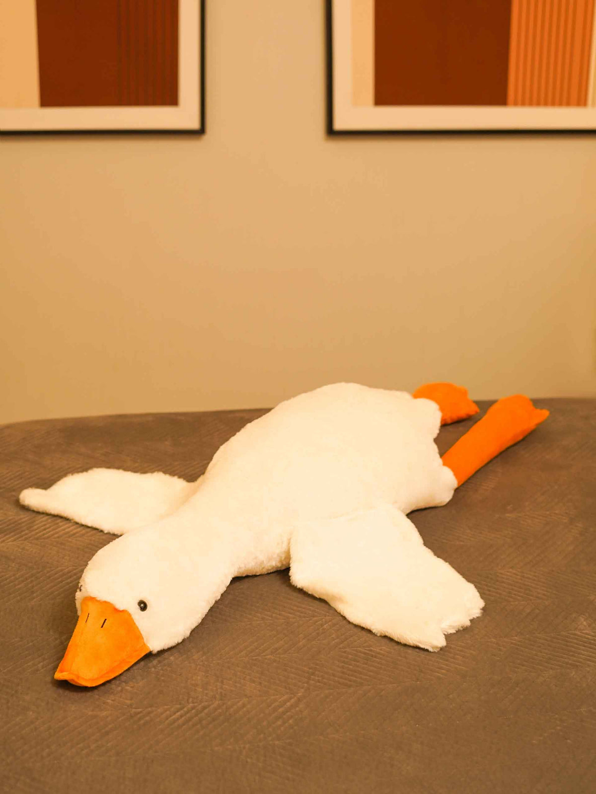 Giant Gullible Goose Cuddle Pillow - Cute White Duck Unique Living Room Decor Cushion