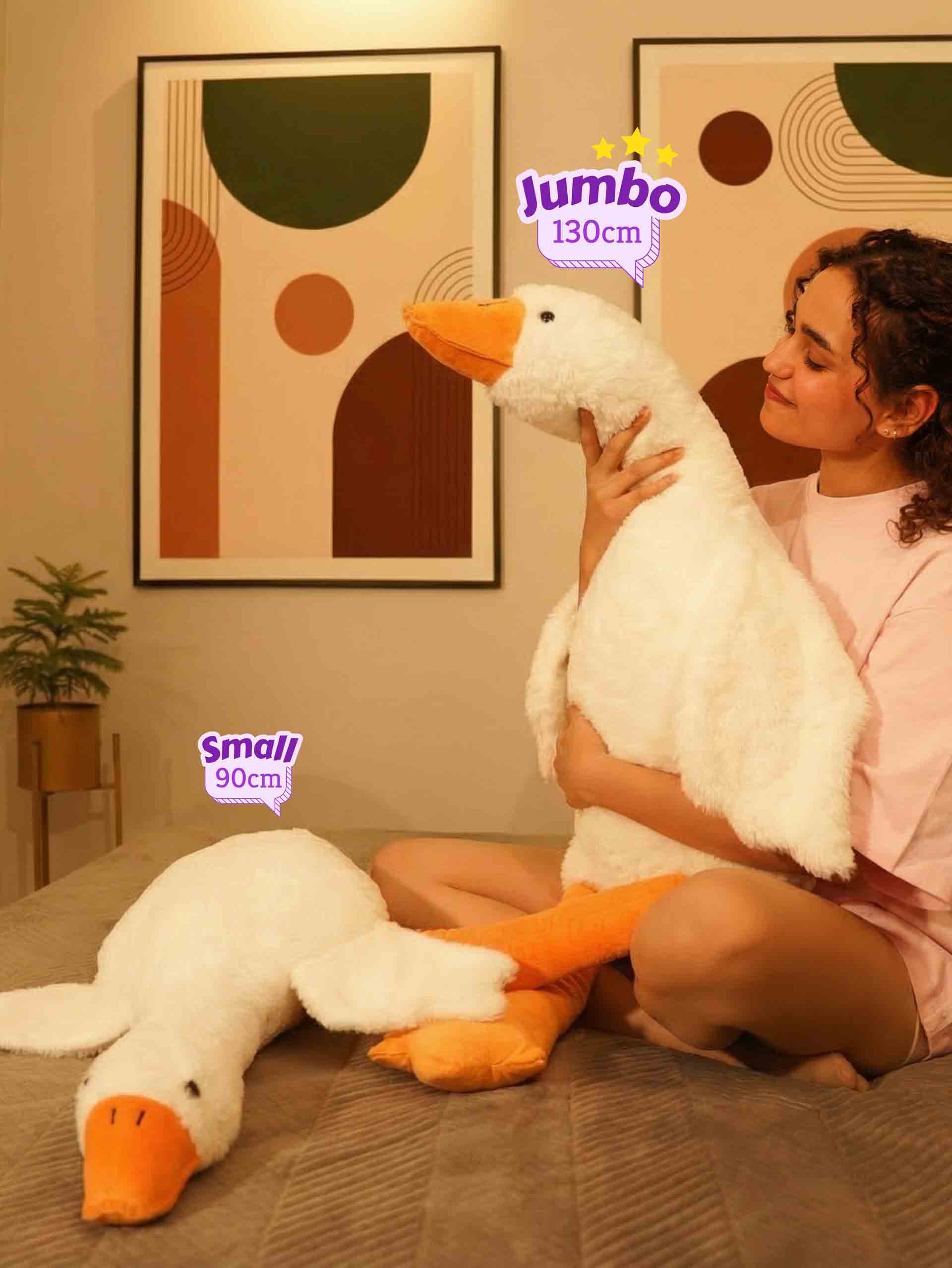 Giant Gullible Goose Cuddle Pillow - Cute White Duck Unique Living Room Decor Cushion