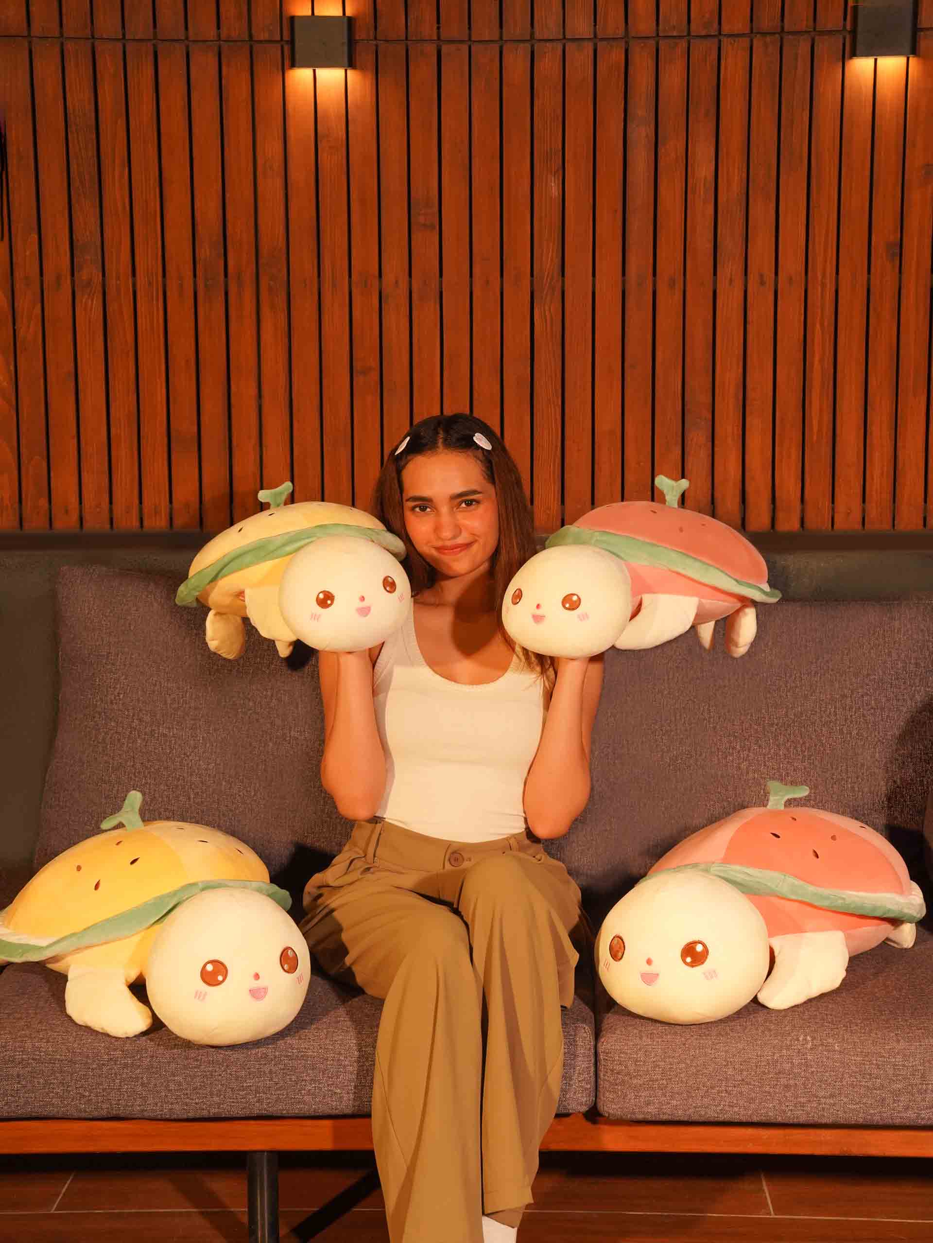 Forever Happy Watermelon Turtle Cuddle Pillow - Cute Soft Sleeping Pillow for Living Room Main image
