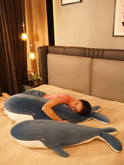 Joyful Jumbo Blue Whale Cuddle Pillow - Cute Nap Cushion Bedroom Home Decor