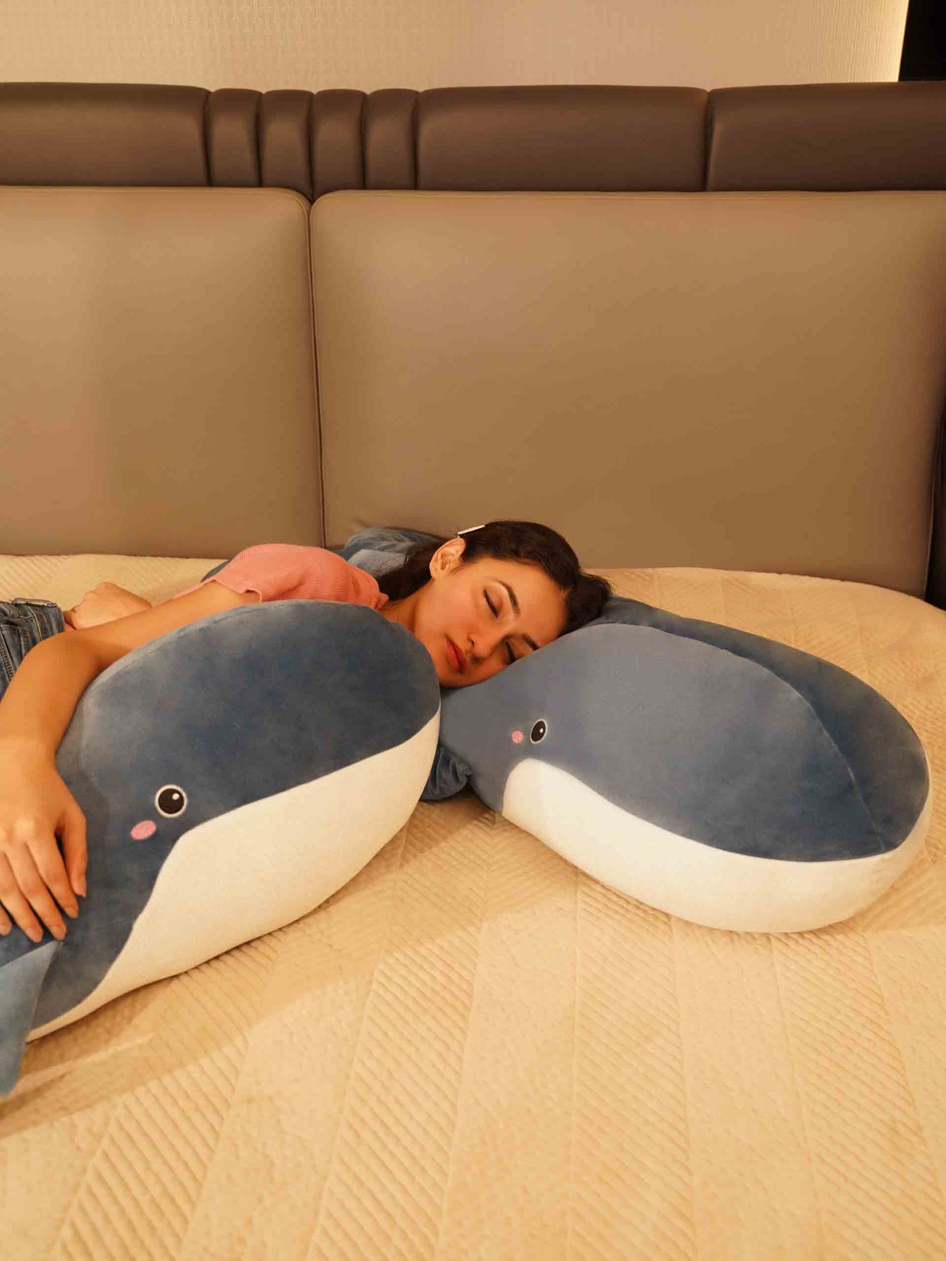 Joyful Jumbo Blue Whale Cuddle Pillow - Cute Nap Cushion Bedroom Home Decor