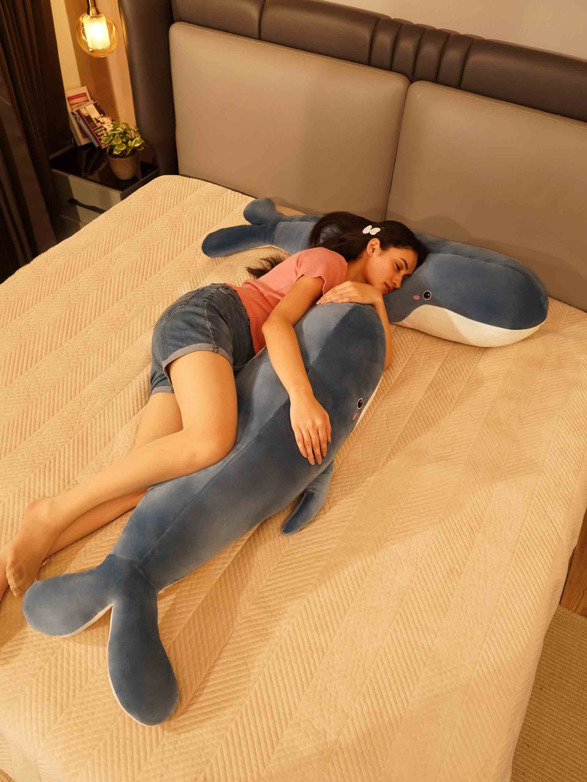 Joyful Jumbo Blue Whale Cuddle Pillow - Cute Nap Cushion Bedroom Home Decor