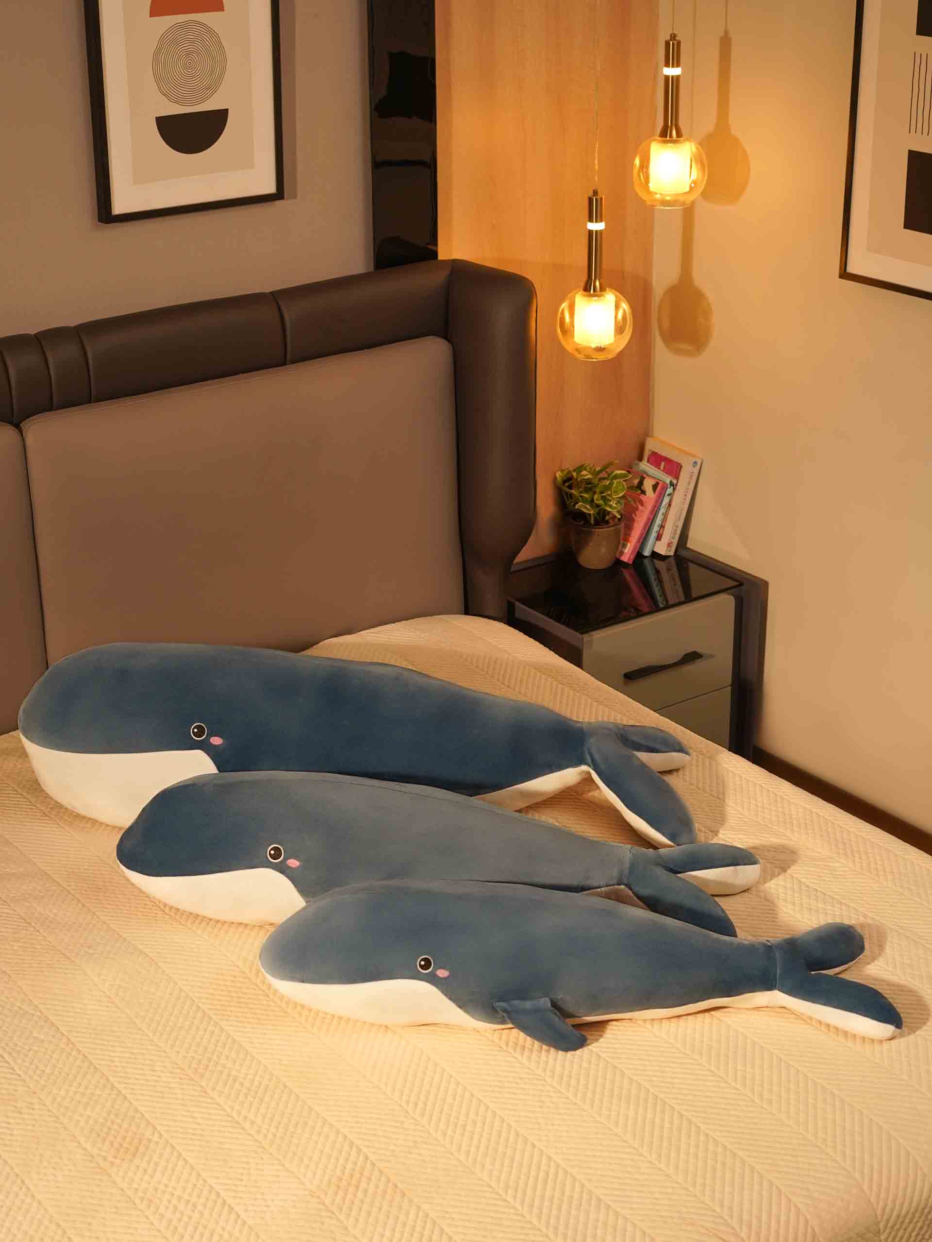 Joyful Jumbo Blue Whale Cuddle Pillow - Cute Nap Cushion Bedroom Home Decor