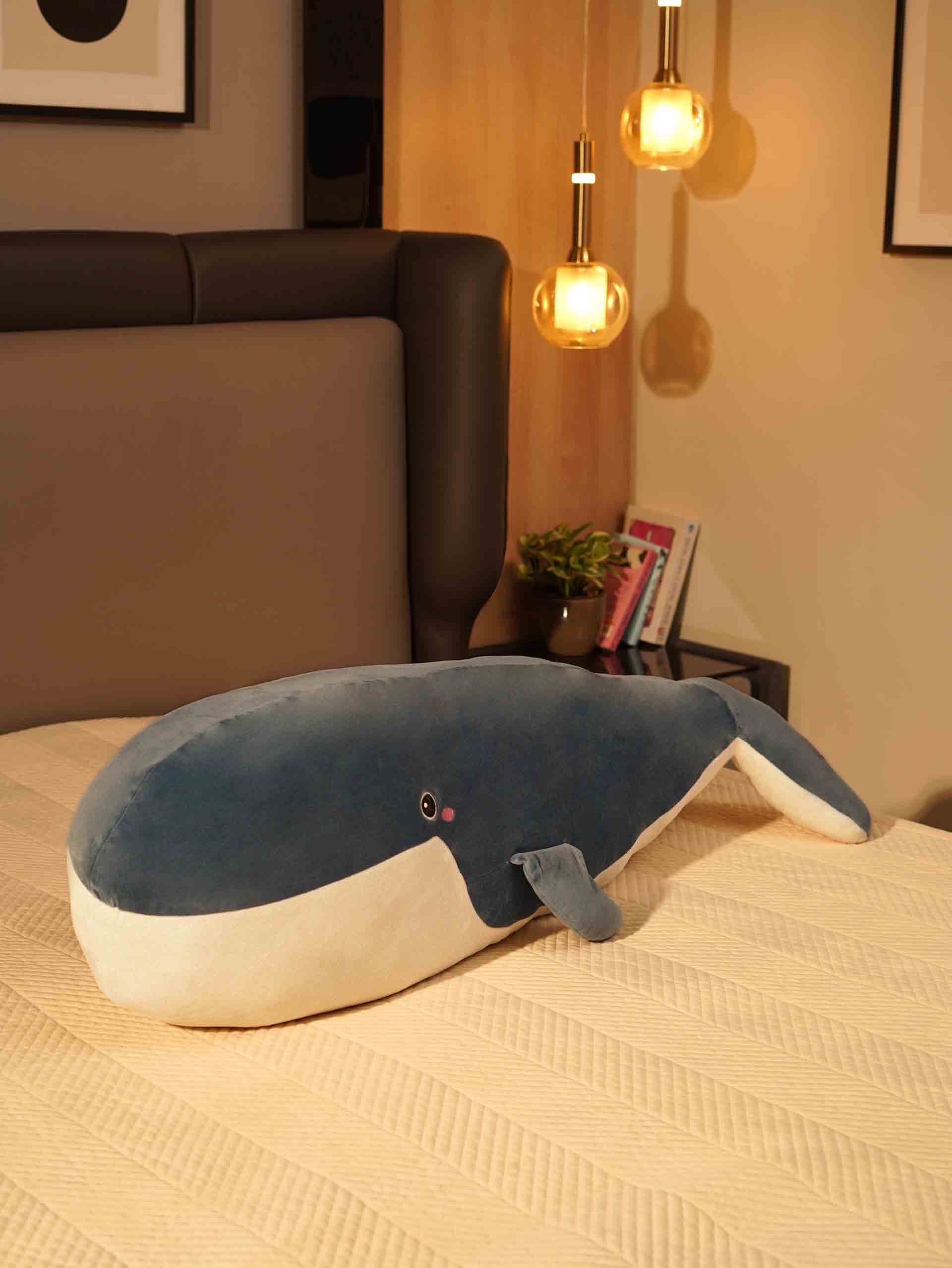 Joyful Jumbo Blue Whale Cuddle Pillow - Cute Nap Cushion Bedroom Home Decor