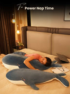 Joyful Jumbo Blue Whale Cuddle Pillow - Cute Nap Cushion Bedroom Home Decor
