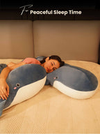 Joyful Jumbo Blue Whale Cuddle Pillow - Cute Nap Cushion Bedroom Home Decor