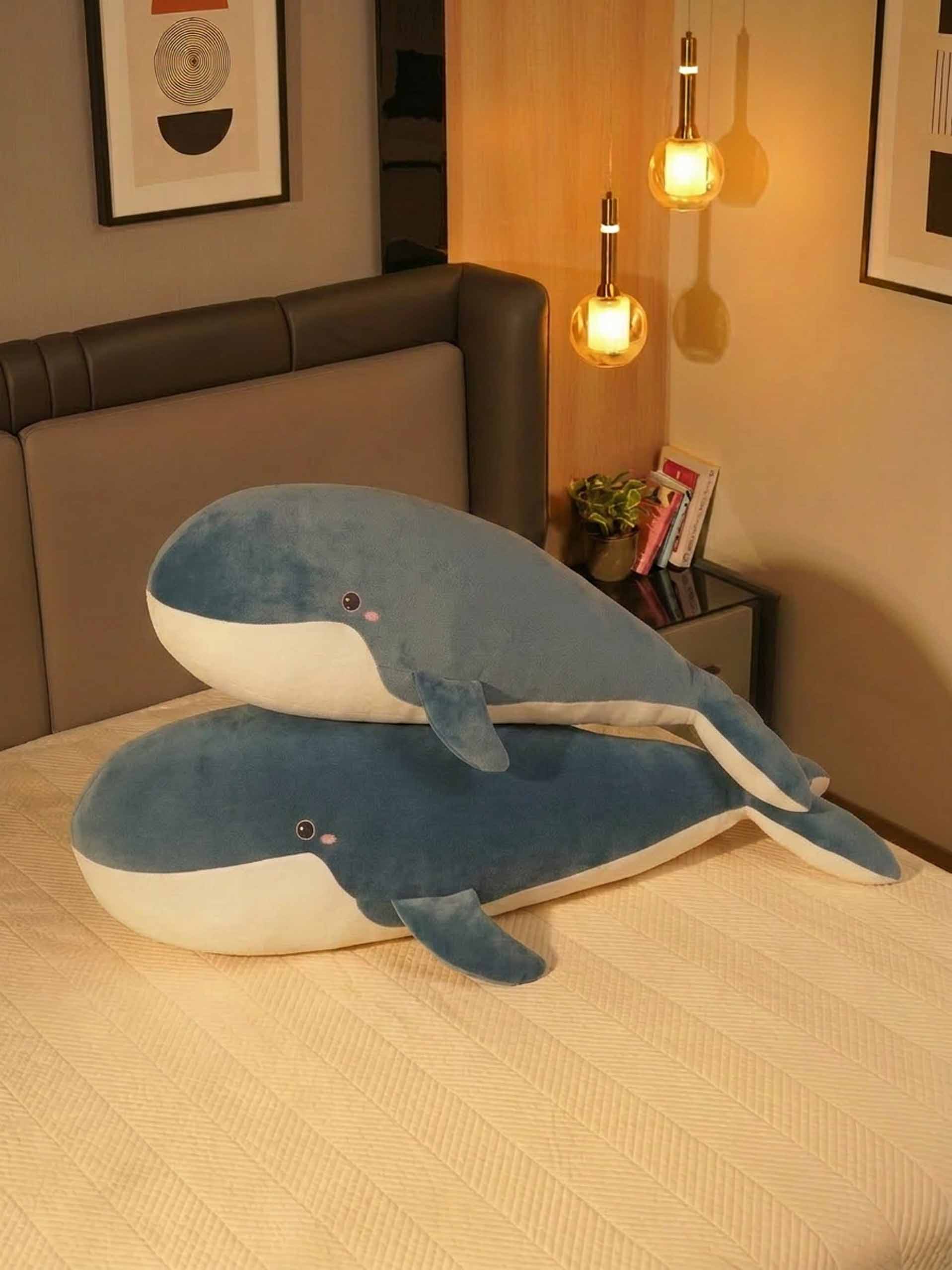 Joyful Jumbo Blue Whale Cuddle Pillow - Cute Nap Cushion Bedroom Home Decor