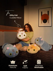 Kitty Cat Cuddle Pillow - Cylindrical Long Bedside Cute Nap Pillow for Sofa