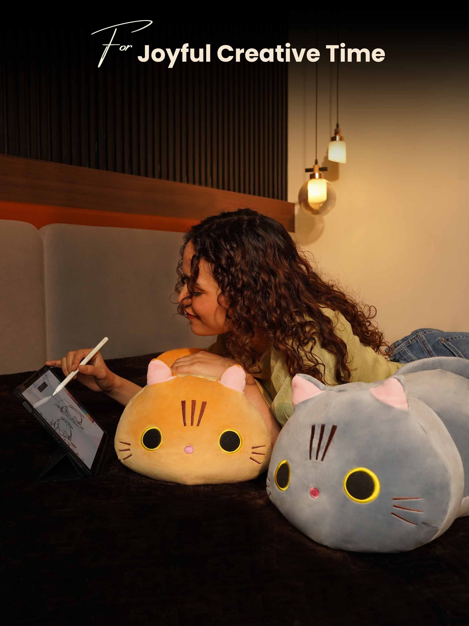 Kitty Cat Cuddle Pillow - Cylindrical Long Bedside Cute Nap Pillow for Sofa