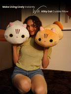 Kitty Cat Cuddle Pillow - Cylindrical Long Bedside Cute Nap Pillow for Sofa