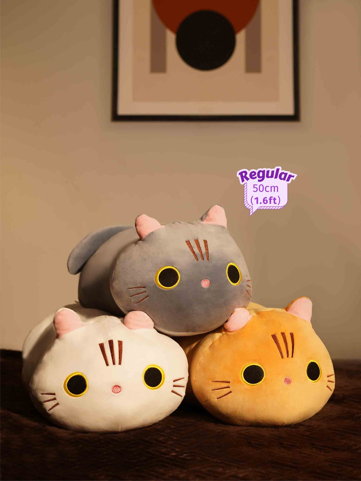 Kitty Cat Cuddle Pillow - Cylindrical Long Bedside Cute Nap Pillow for Sofa