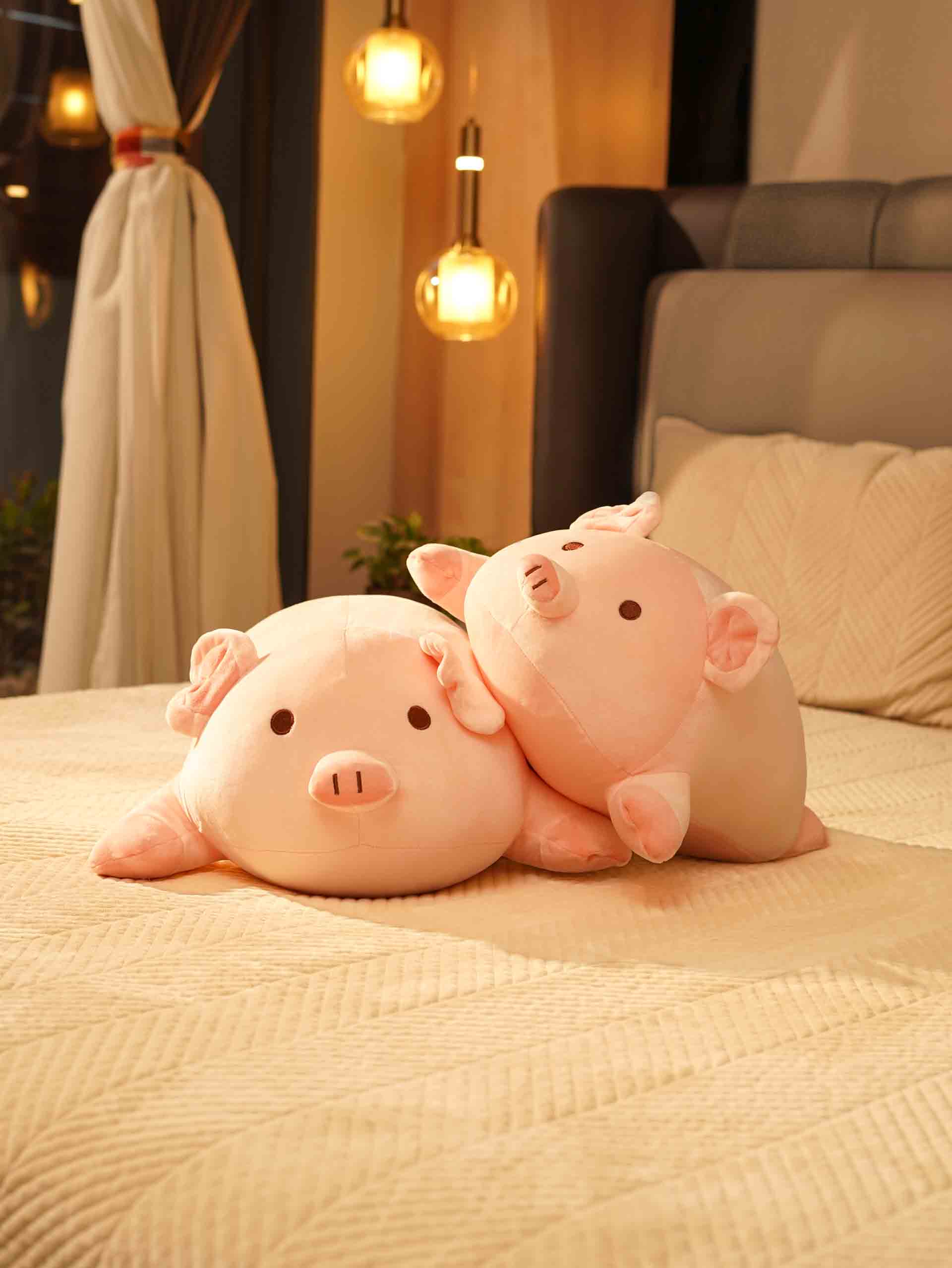 Lounging Piggy Cuddle Pillow - Cute Pink Sleeping Pillow Living Room Decor