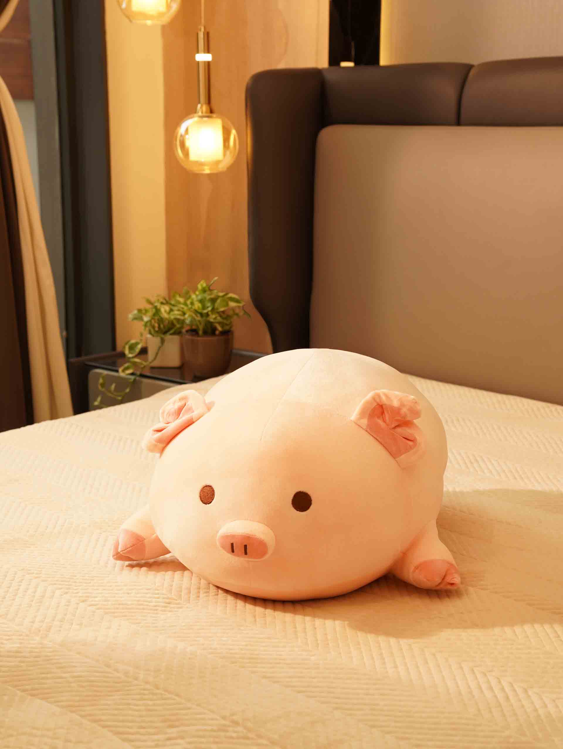 Lounging Piggy Cuddle Pillow - Cute Pink Sleeping Pillow Living Room Decor