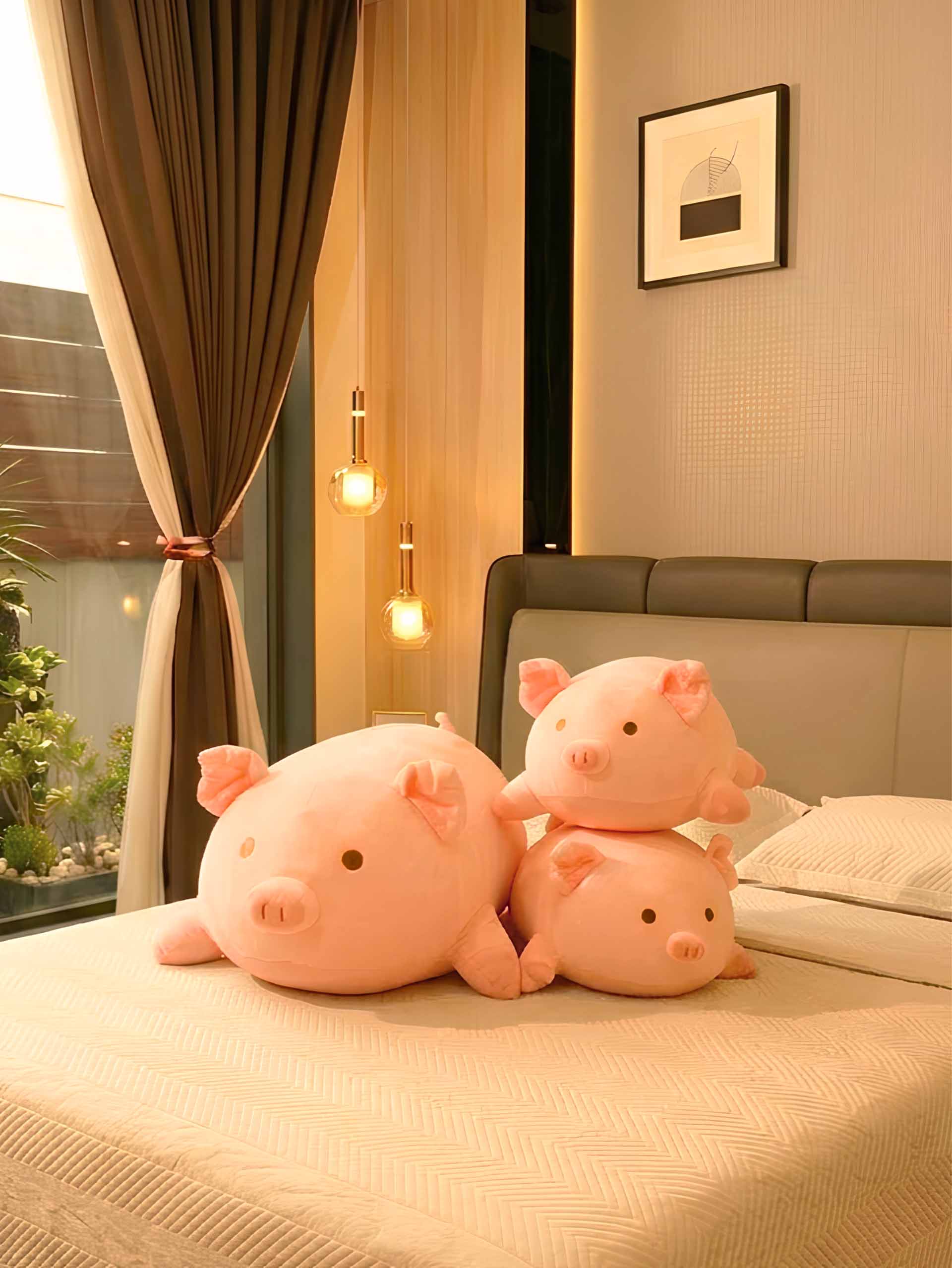 Lounging Piggy Cuddle Pillow - Cute Pink Sleeping Pillow Living Room Decor Secondary image