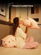 Lounging Piggy Cuddle Pillow - Cute Pink Sleeping Pillow Living Room Decor