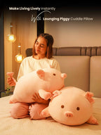 Lounging Piggy Cuddle Pillow - Cute Pink Sleeping Pillow Living Room Decor