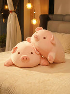 Lounging Piggy Cuddle Pillow - Cute Pink Sleeping Pillow Living Room Decor