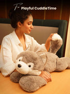 Loyal & Lovable Husky Cuddle Pillow - Soft Lifelike Dog Comforter Cushion Home Decor
