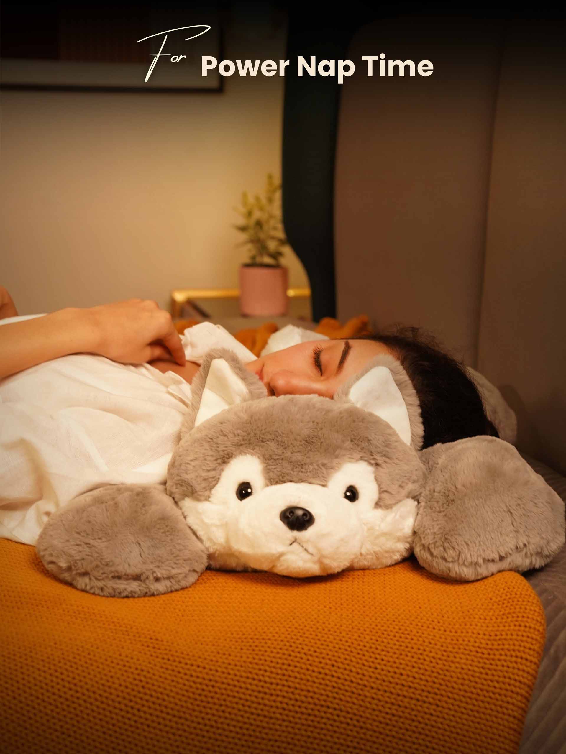 Loyal & Lovable Husky Cuddle Pillow - Soft Lifelike Dog Comforter Cushion Home Decor