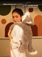 Loyal & Lovable Husky Cuddle Pillow - Soft Lifelike Dog Comforter Cushion Home Decor