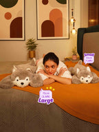 Loyal & Lovable Husky Cuddle Pillow - Soft Lifelike Dog Comforter Cushion Home Decor