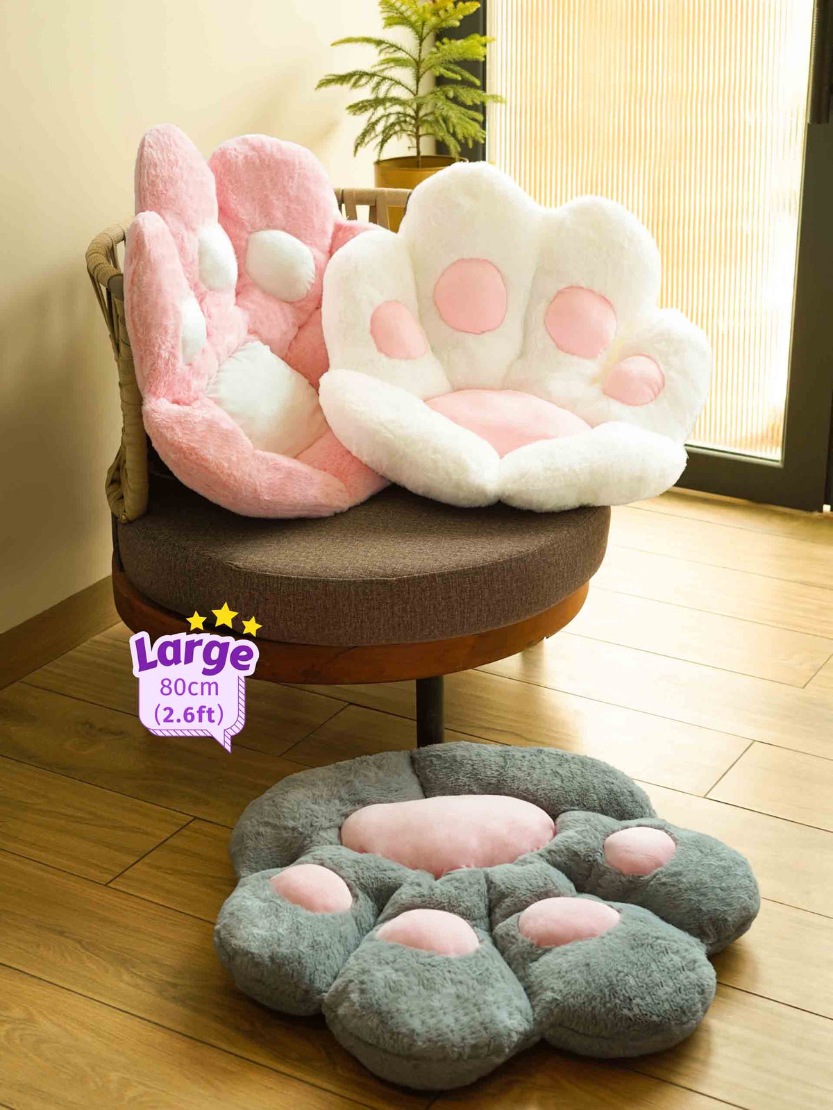 Lighty Mighty Paw Comfy Cushies - Soft Cat Paw Pillow Chair Cushion Home Decor Items size guide