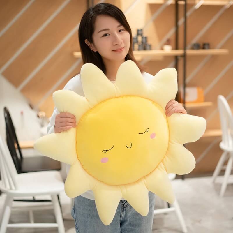 Sunny or Cloudy Blissfully Happy Comfy Cushies - Home Decor Pillow Soft & Cute Sofa Cushion