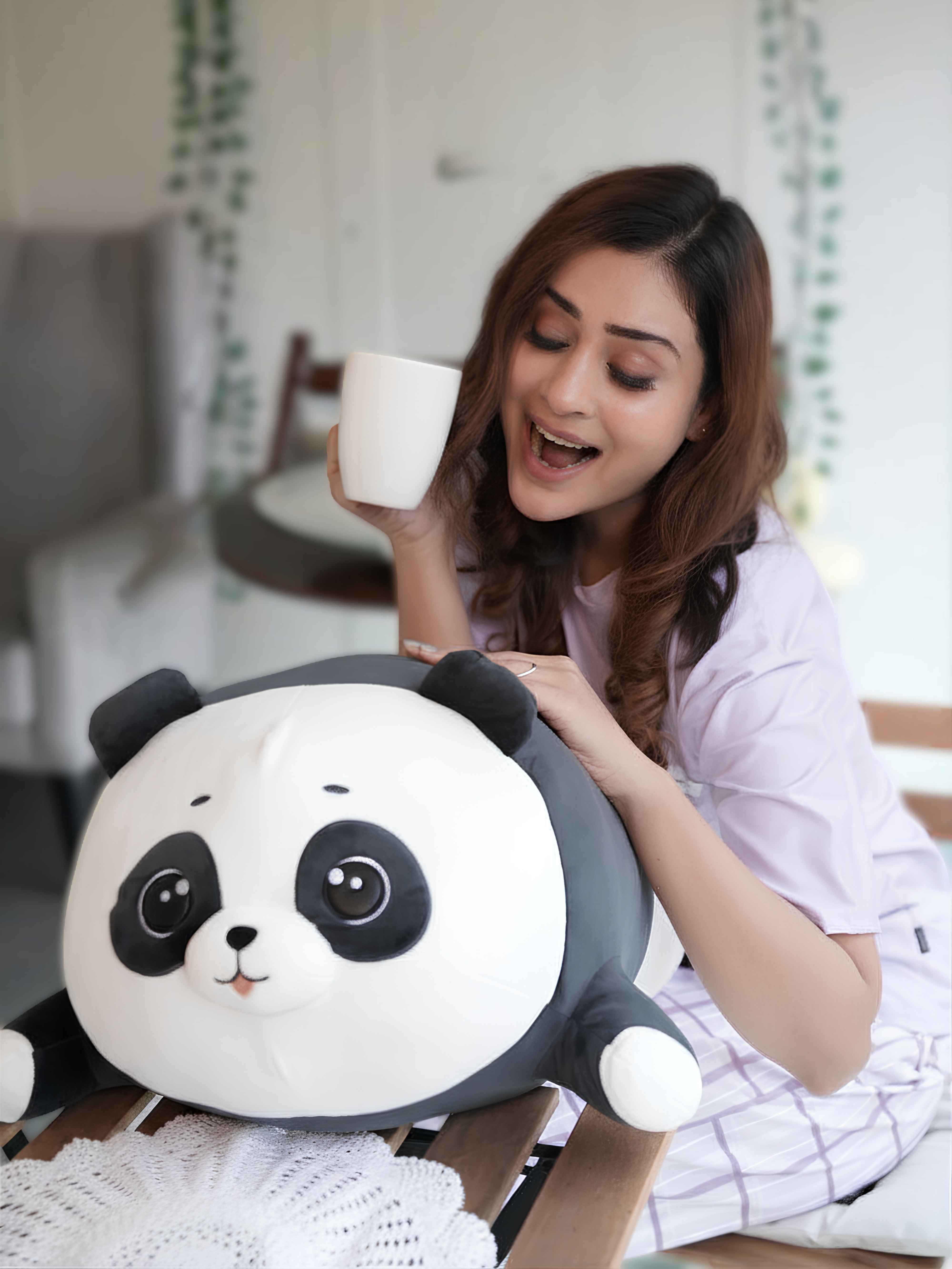 Playful Panda Cuddle Pillow - Cute Baby Panda Bed and Sofa Pillow