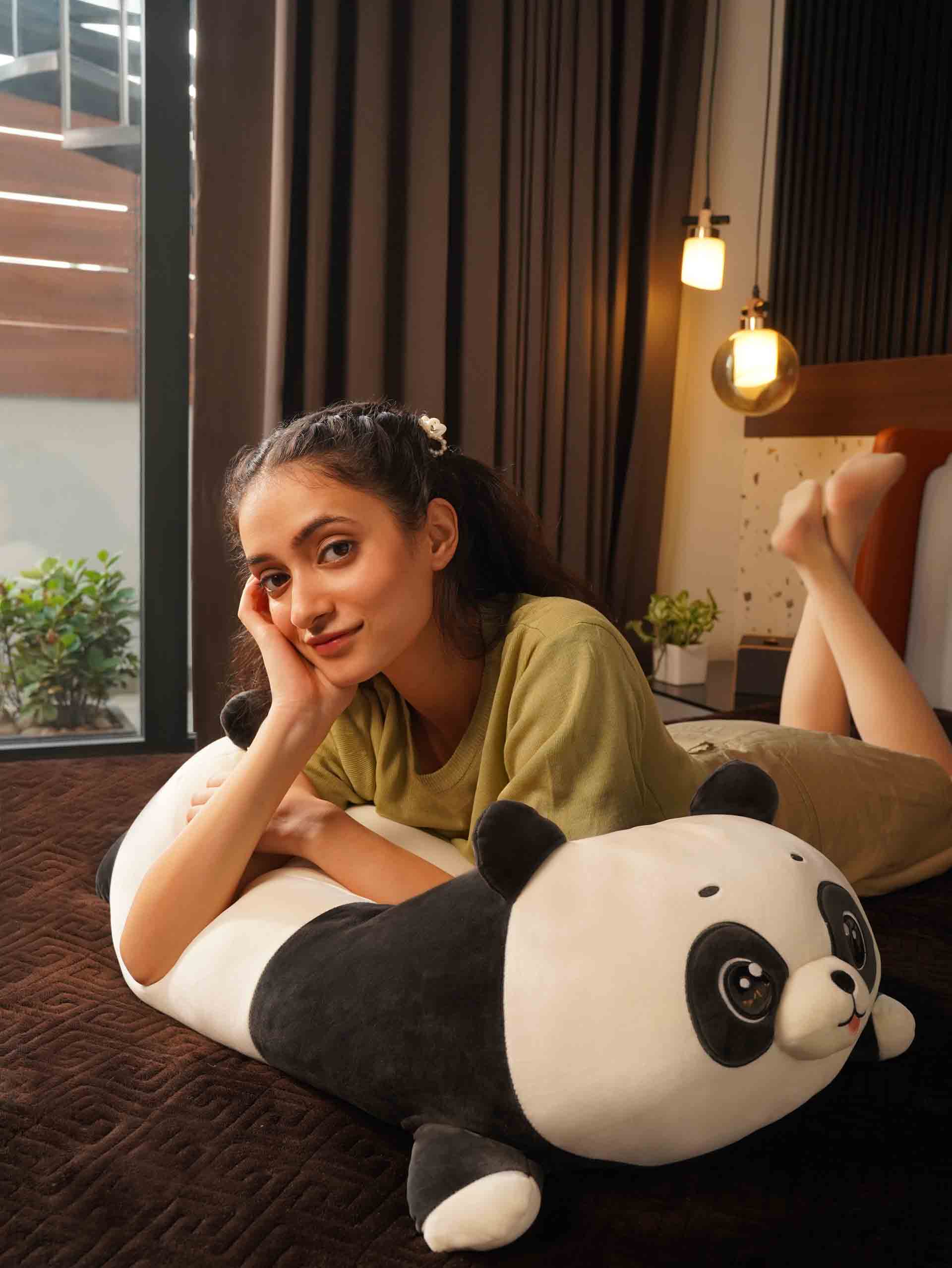 Playful Panda Cuddle Pillow - Cute Baby Panda Bed and Sofa Cushion Home Decor