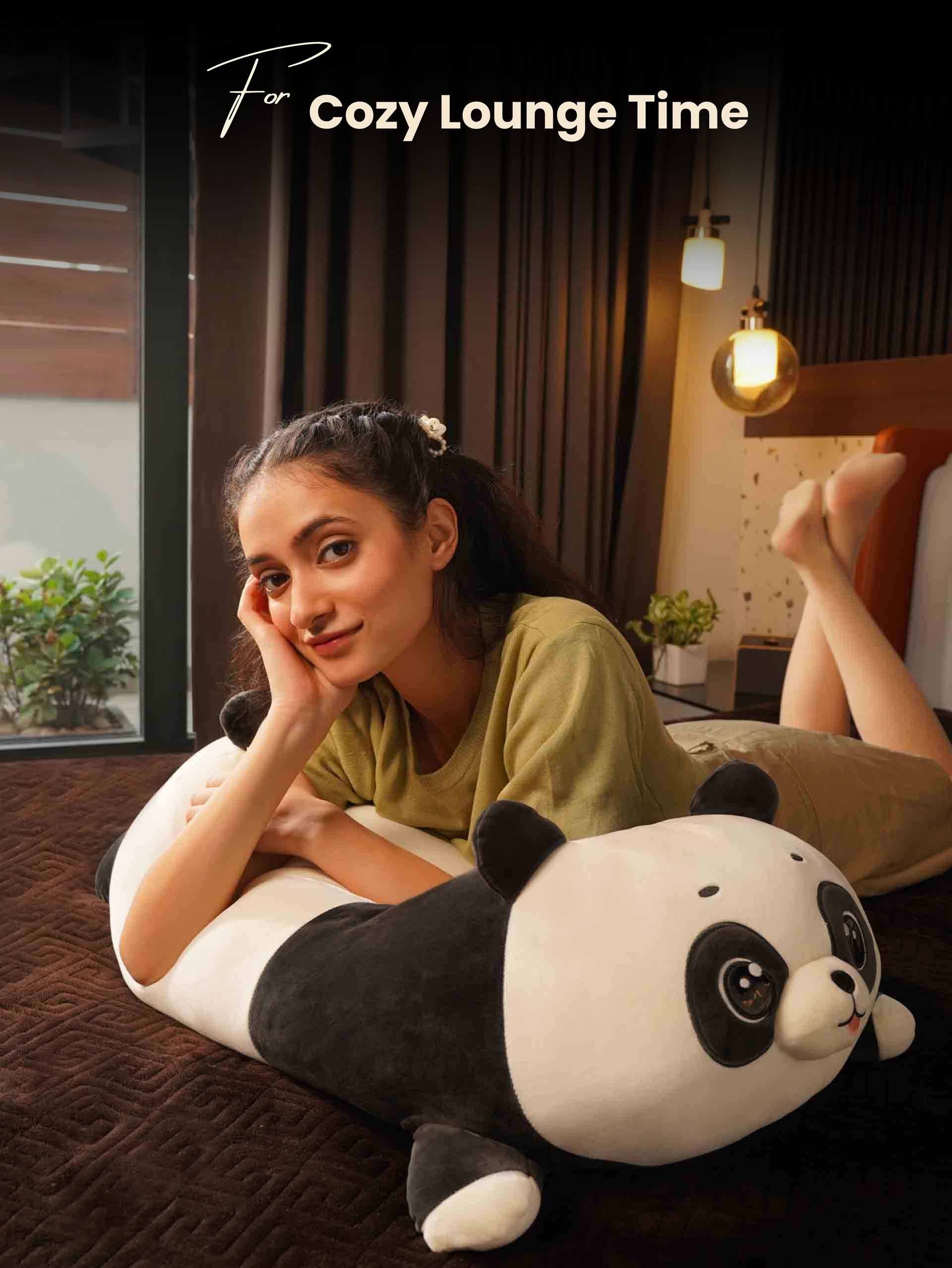 Playful Panda Cuddle Pillow - Cute Baby Panda Bed and Sofa Pillow