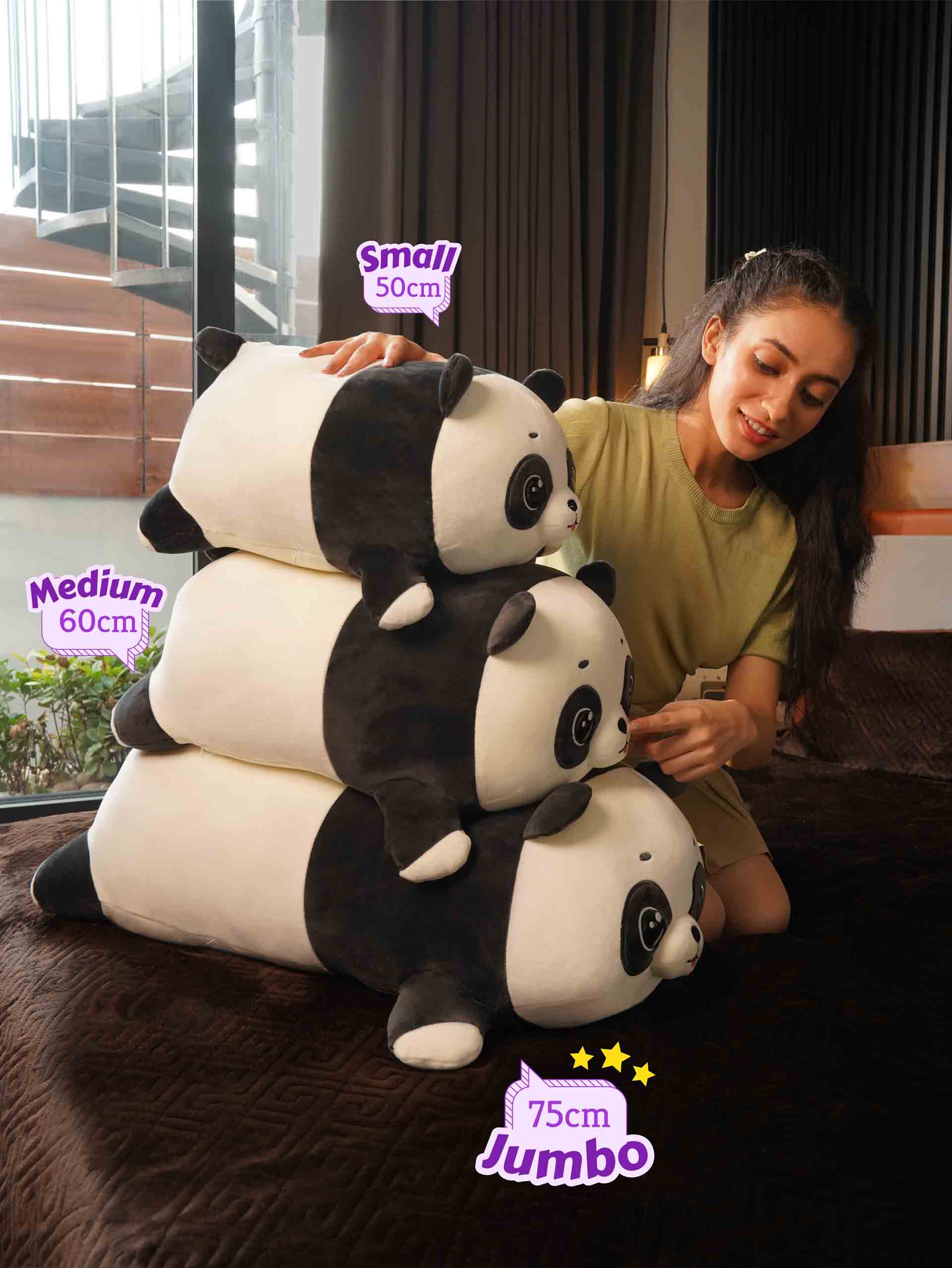 Playful Panda Cuddle Pillow - Cute Baby Panda Bed and Sofa Pillow