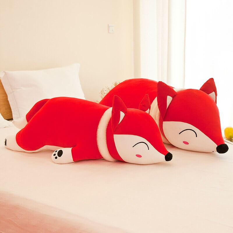 Slyly Sleepy Fox Cuddle Pillow - Cute Animated Animal Sofa Cushion