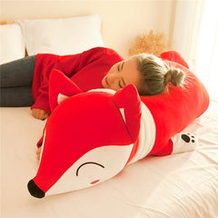 Slyly Sleepy Fox Cuddle Pillow - Cute Animated Animal Sofa Cushion