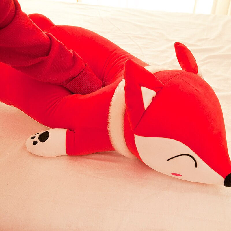 Slyly Sleepy Fox Cuddle Pillow - Cute Animated Animal Sofa Cushion