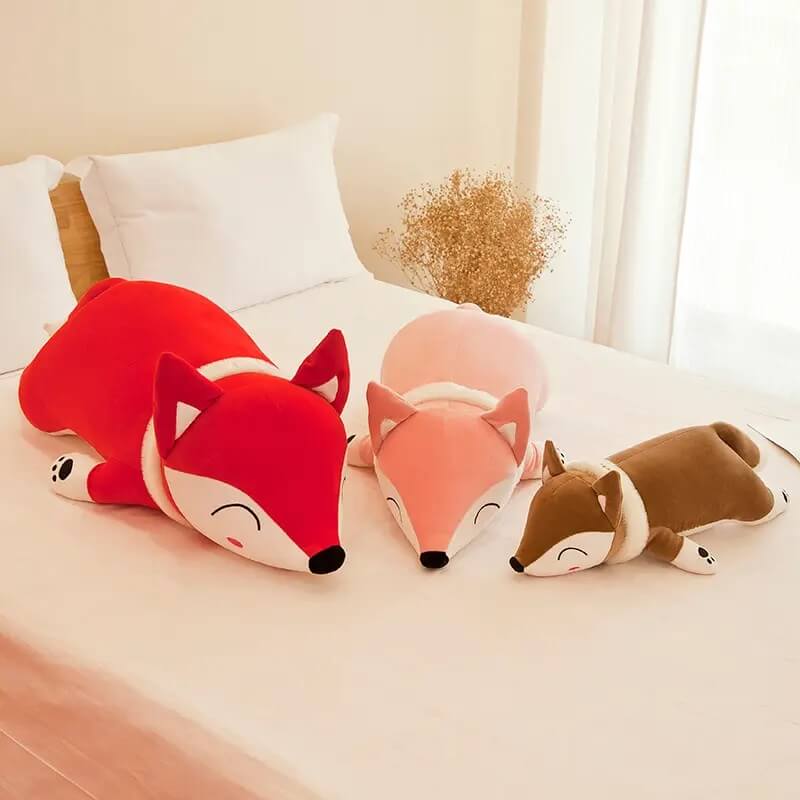 Slyly Sleepy Fox Cuddle Pillow - Cute Animated Animal Sofa Cushion