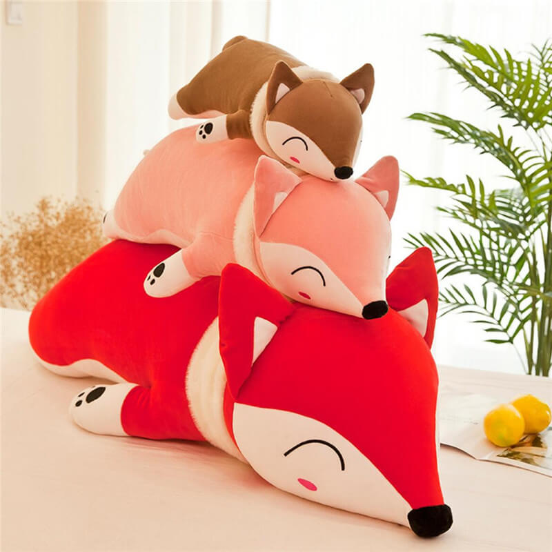 Slyly Sleepy Fox Cuddle Pillow - Cute Animated Animal Sofa Cushion